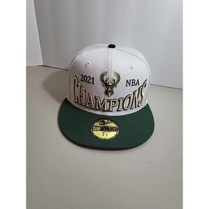 New Era 59FIFTY Milwaukee Bucks 2021 NBA Champions Fitted Hat NEW 7 3/8